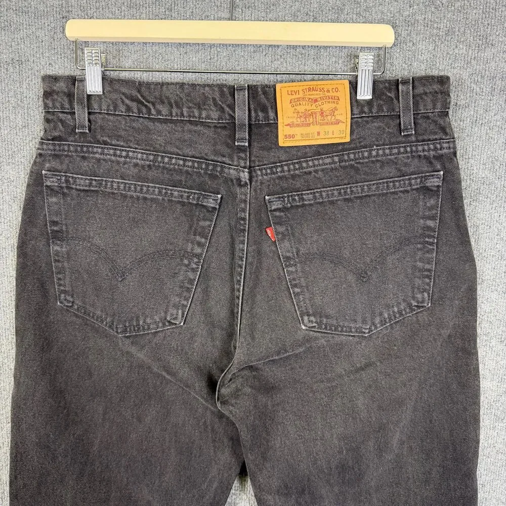Vintage Levis 550 Men Jeans 38x30(36x30) Black Relaxed Fit Tapered Leg Denim USA